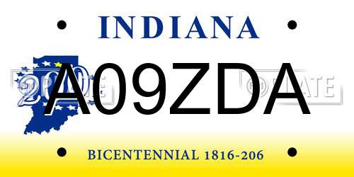 A09ZDA Indiana License Plate