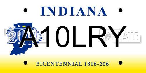 A10LRY Indiana License Plate