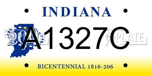 A1327C Indiana License Plate