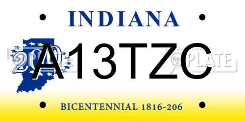 A13TZC Indiana License Plate