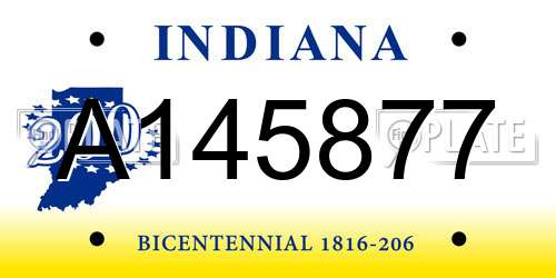 A145877 Indiana License Plate