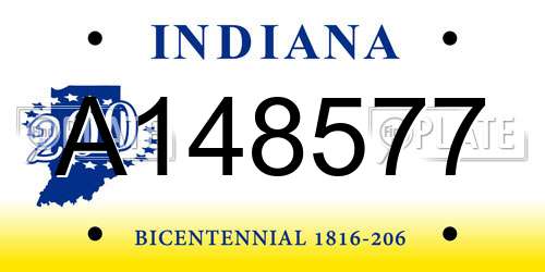 A148577 Indiana License Plate