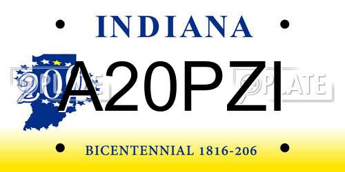 A20PZI Indiana License Plate