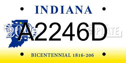 A2246D Indiana License Plate