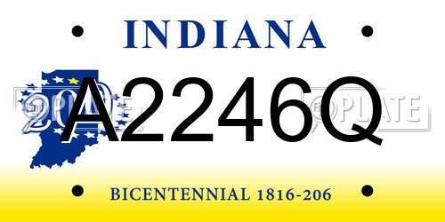 A2246Q Indiana License Plate