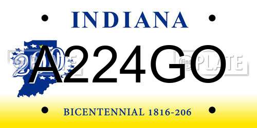 A224GO Indiana License Plate