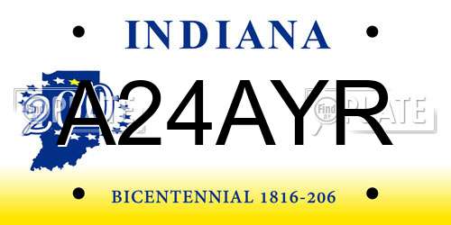 A24AYR Indiana License Plate