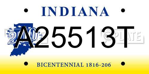 A25513T Indiana License Plate