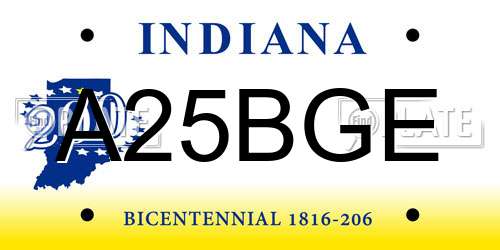 A25BGE Indiana License Plate