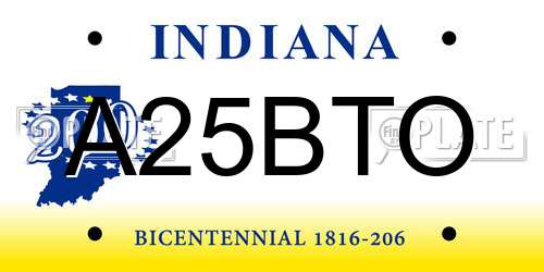 A25BTO Indiana License Plate