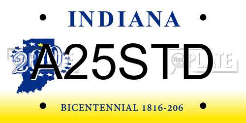 A25STD Indiana License Plate