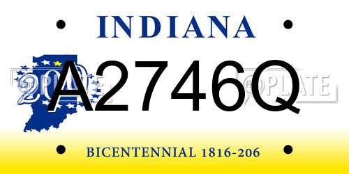 A2746Q Indiana License Plate