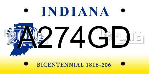 A274GD Indiana License Plate