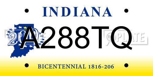 A288TQ Indiana License Plate