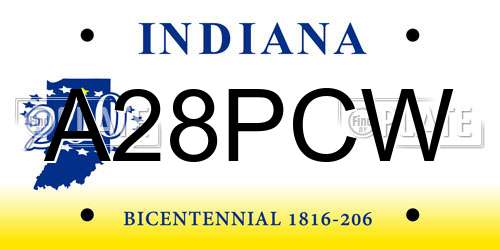 A28PCW Indiana License Plate