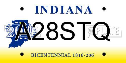 A28STQ Indiana License Plate