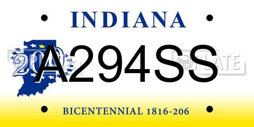 A294SS Indiana License Plate