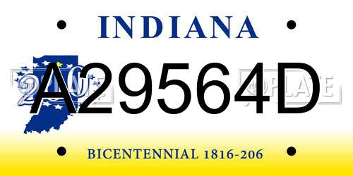 A29564D Indiana License Plate