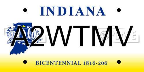 A2WTMV Indiana License Plate