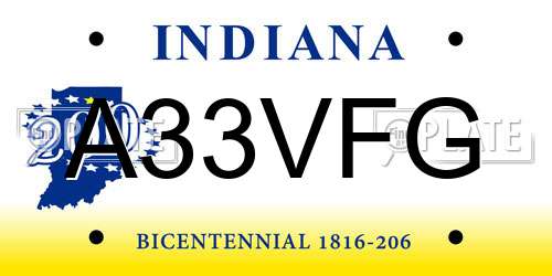 A33VFG Indiana License Plate