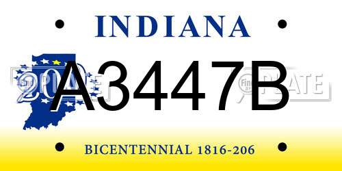 A3447B Indiana License Plate