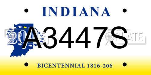 A3447S Indiana License Plate