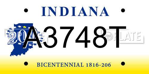 A3748T Indiana License Plate