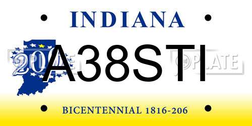A38STI Indiana License Plate