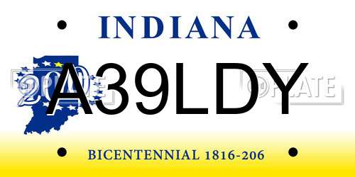 A39LDY Indiana License Plate