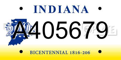 A405679 Indiana License Plate