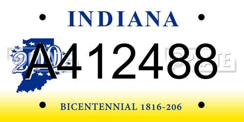 A412488 Indiana License Plate