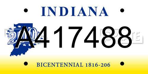 A417488 Indiana License Plate