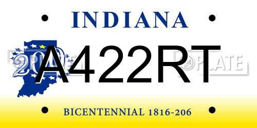 A422RT Indiana License Plate