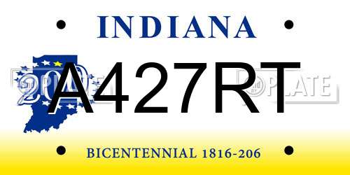 A427RT Indiana License Plate
