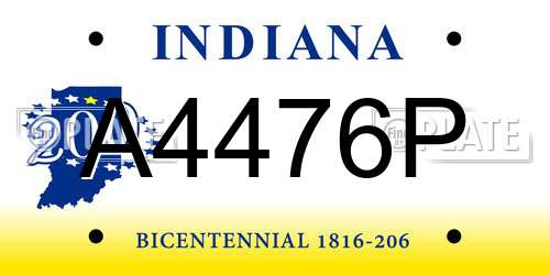 A4476P Indiana License Plate