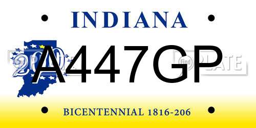 A447GP Indiana License Plate