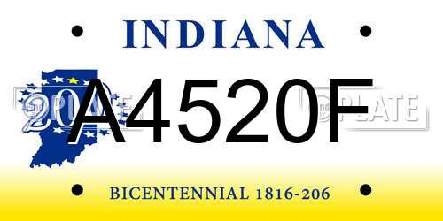A4520F Indiana License Plate