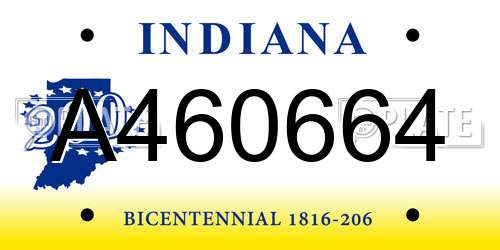 A460664 Indiana License Plate