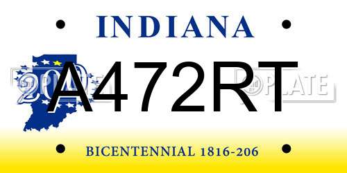 A472RT Indiana License Plate