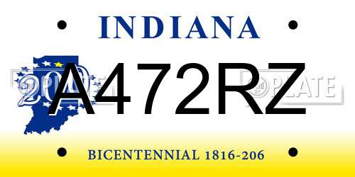 A472RZ Indiana License Plate