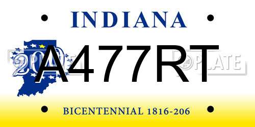 A477RT Indiana License Plate