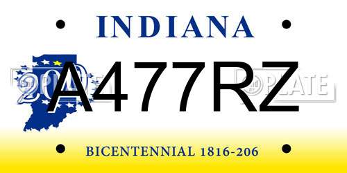 A477RZ Indiana License Plate