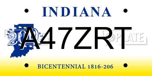 A47ZRT Indiana License Plate