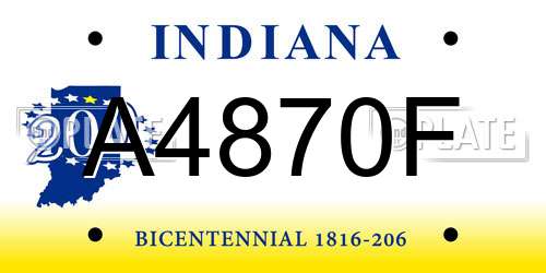 A4870F Indiana License Plate