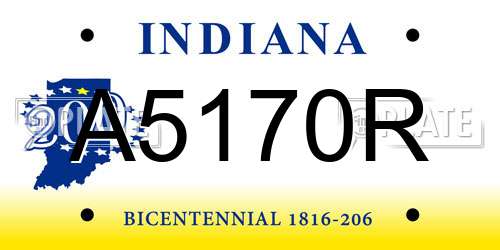 A5170R Indiana License Plate