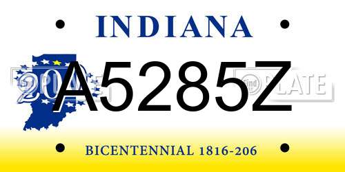A5285Z Indiana License Plate