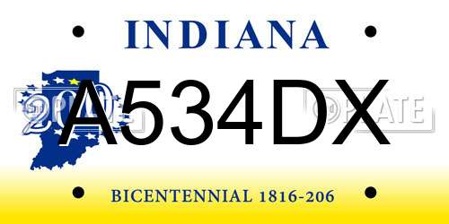 A534DX Indiana License Plate