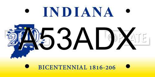 A53ADX Indiana License Plate