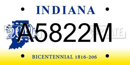 A5822M Indiana License Plate