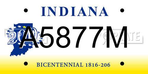 A5877M Indiana License Plate